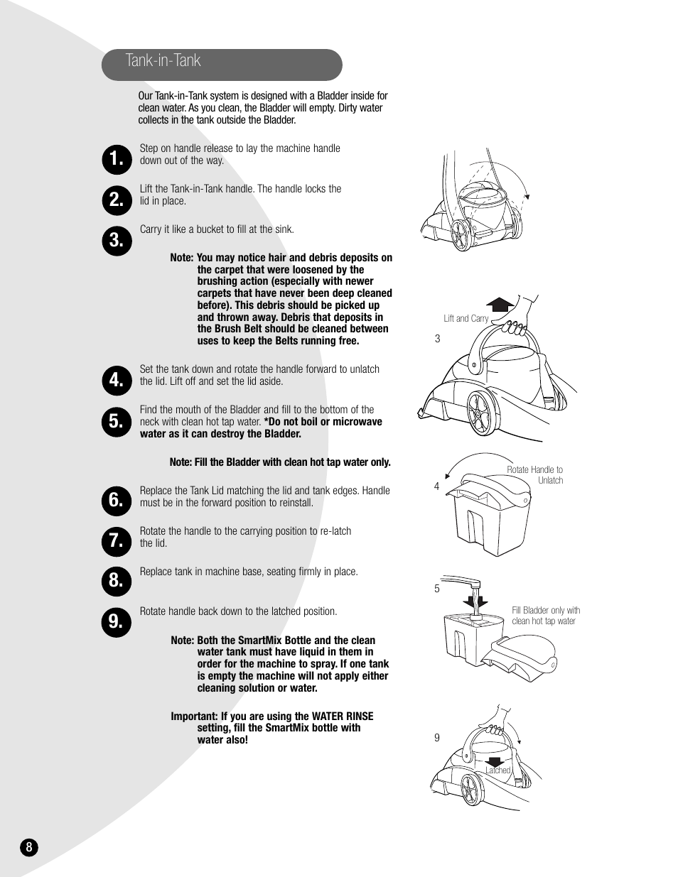 Tank-in-tank | Bissell 8905 User Manual | Page 8 / 24