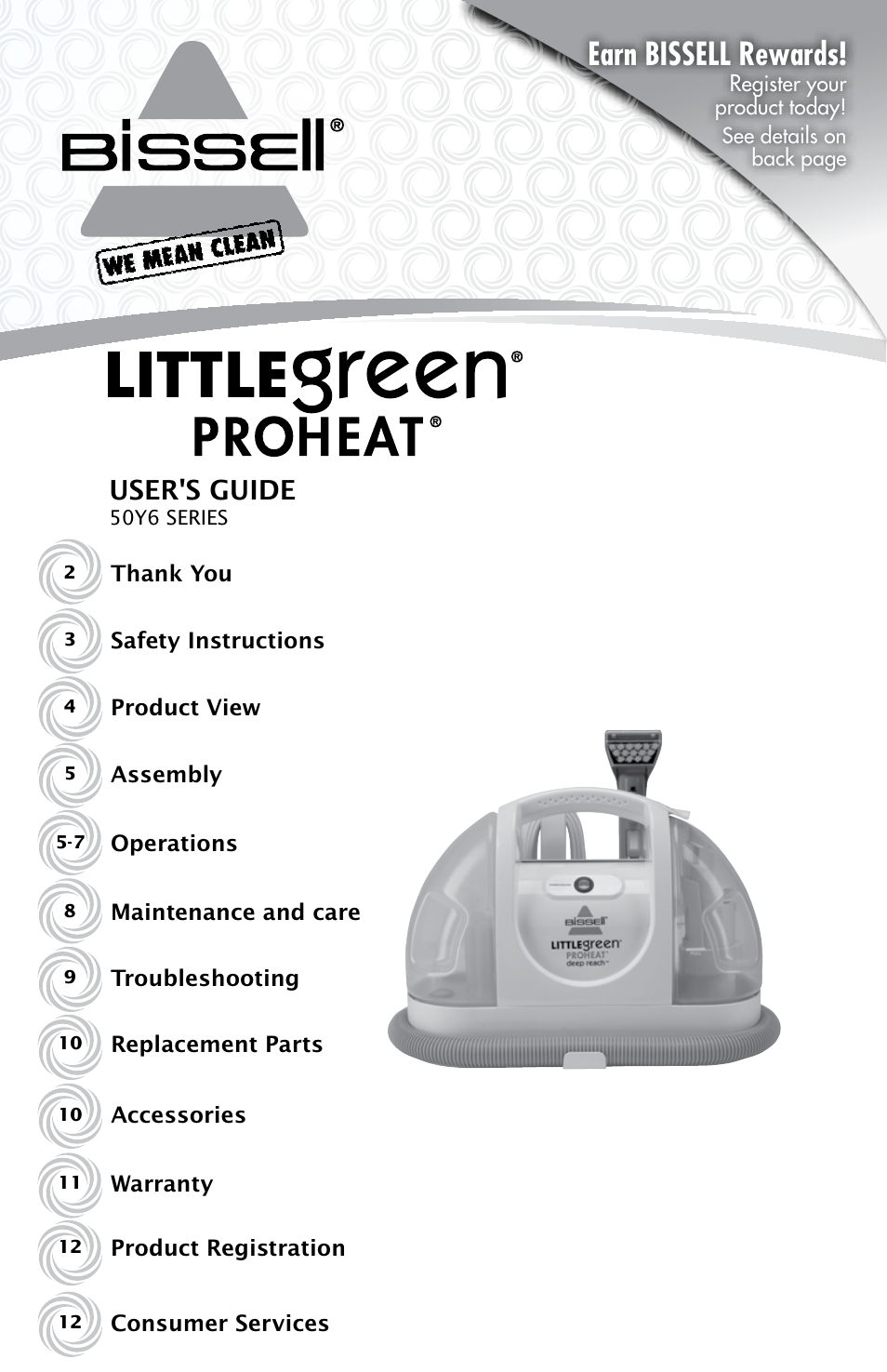 Bissell LittleGreen Proheat 50Y6 Series User Manual | 12 pages