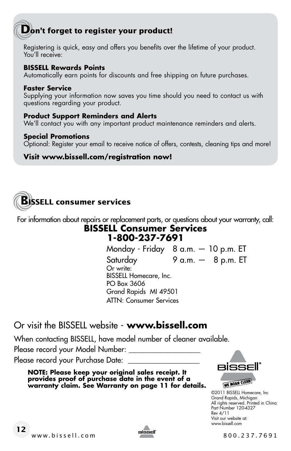 Bissell LittleGreen Proheat 50Y6 Series User Manual | Page 12 / 12