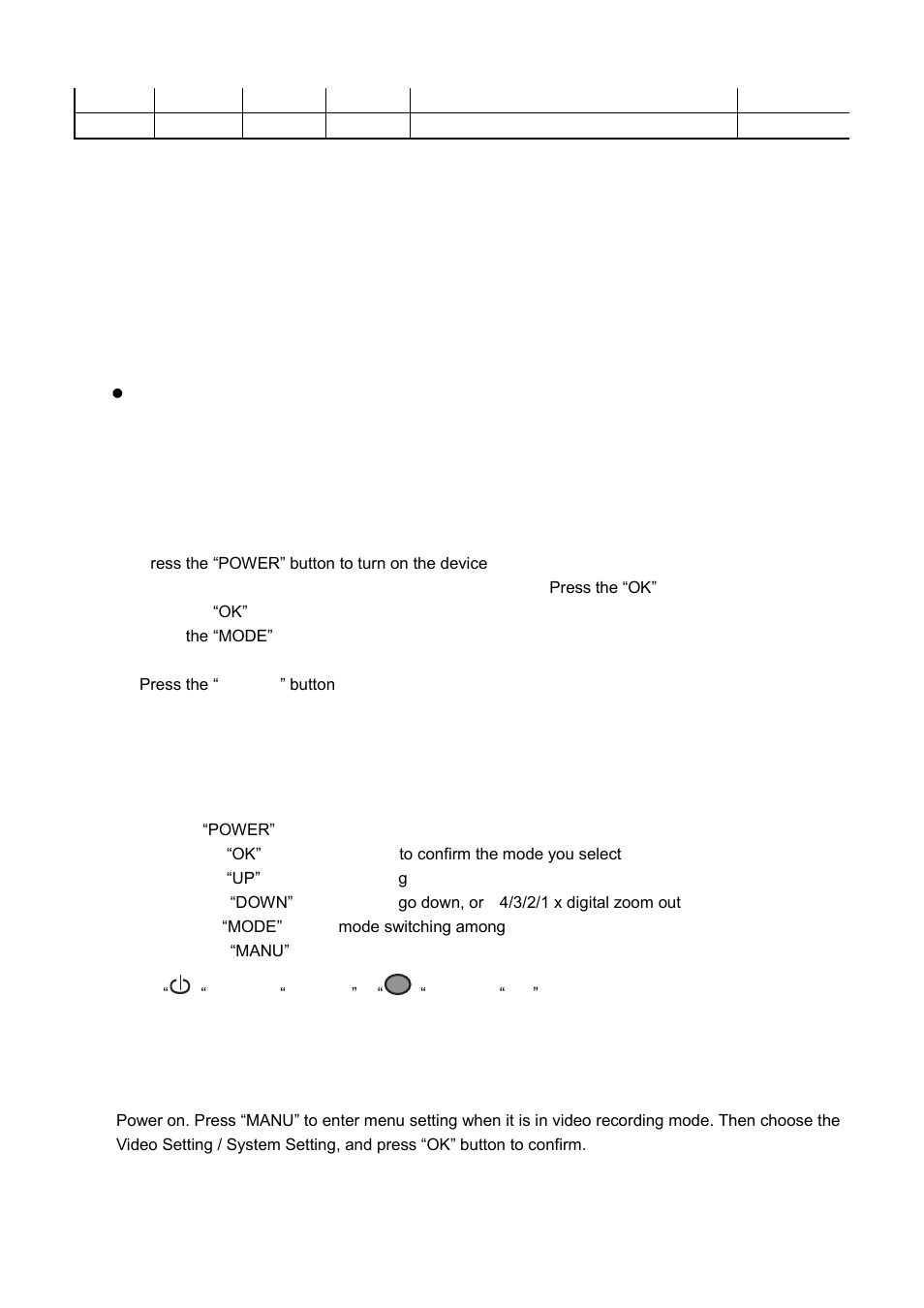 Charging, Operation instructions, Switching modes | Function keys, Manu setting, Video / system setting | Flylink HD Webcam User Manual | Page 3 / 7