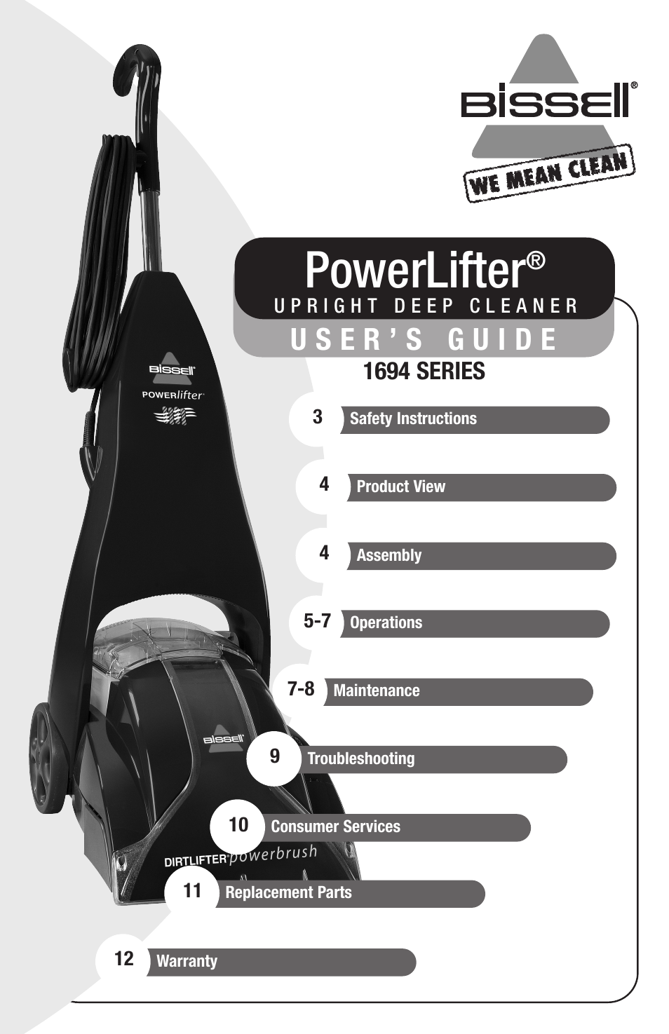 Bissell PowerLifter 1694 series User Manual | 12 pages