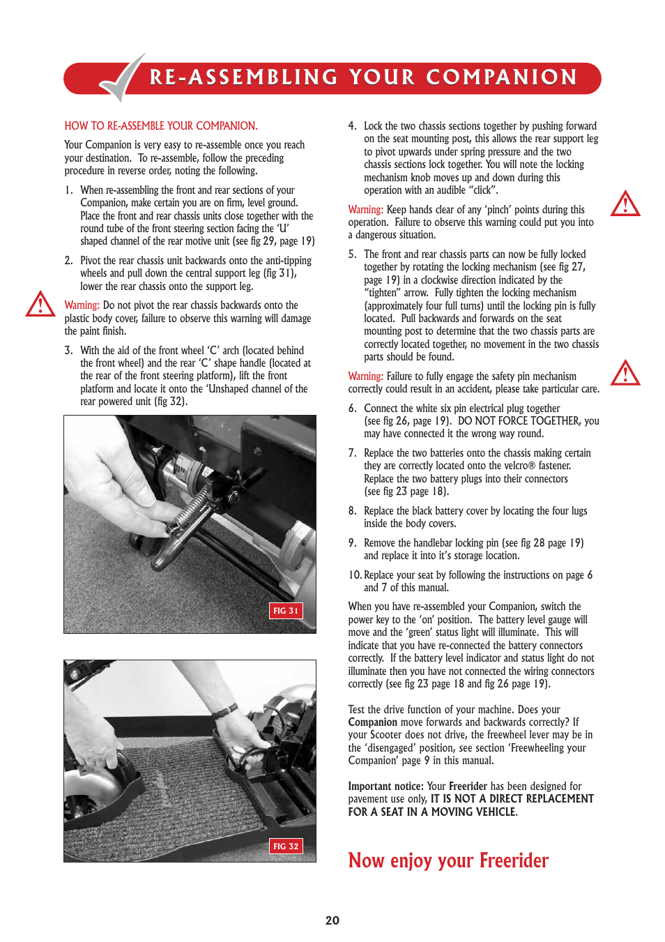 Now enjoy your freerider | Freerider FR168-3A2/Companion User Manual | Page 20 / 40