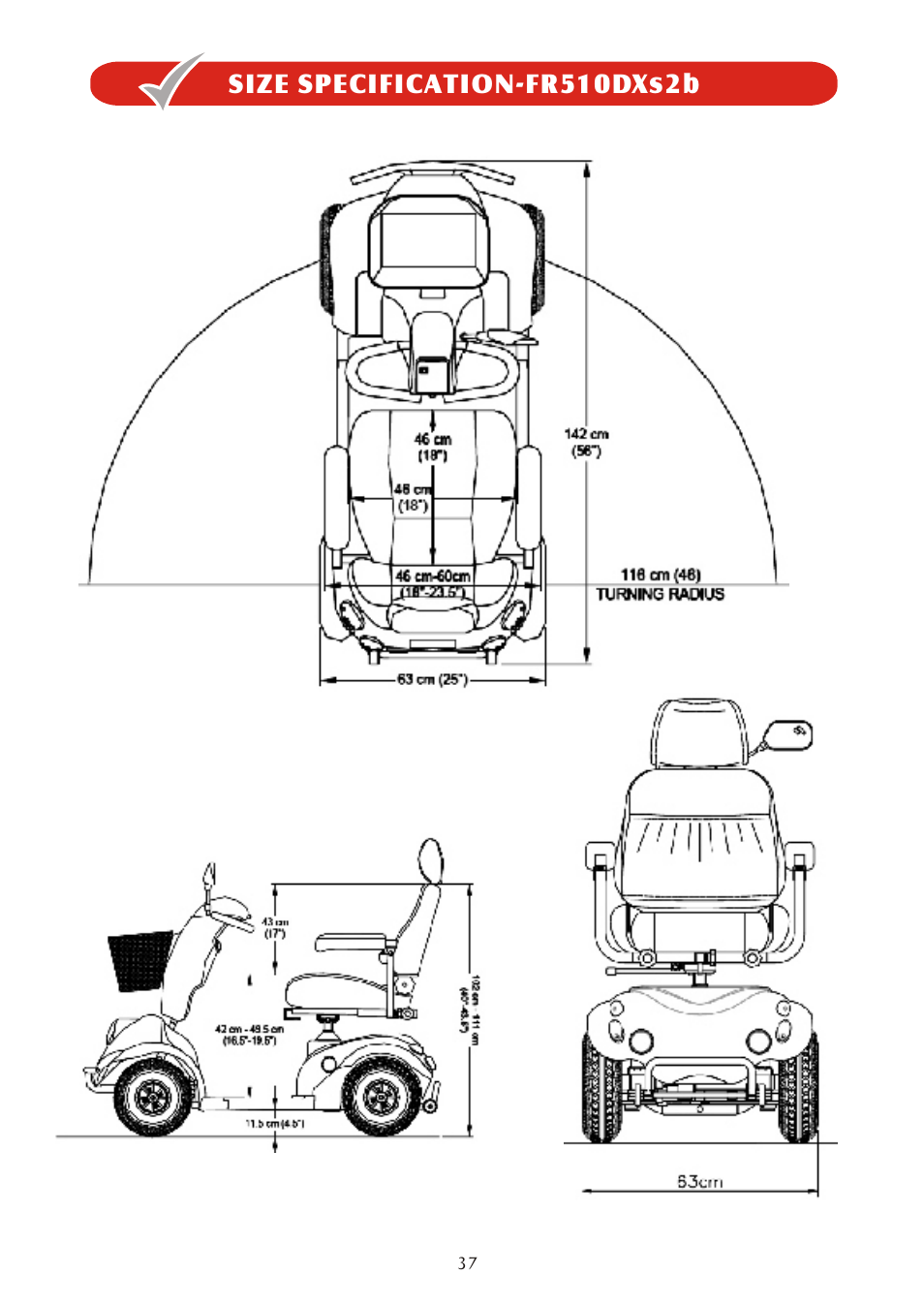 Size specification-fr510dxs2b | Freerider FR510DXs2b(D,Land Ranger S) User Manual | Page 37 / 44