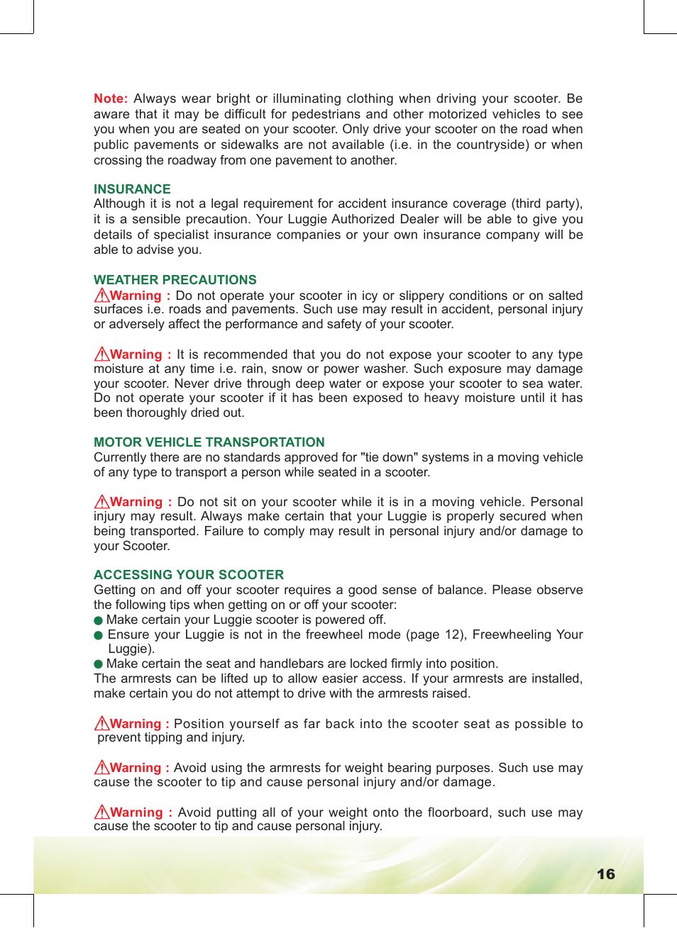 Freerider FR168-4IT/Luggie User Manual | Page 17 / 48