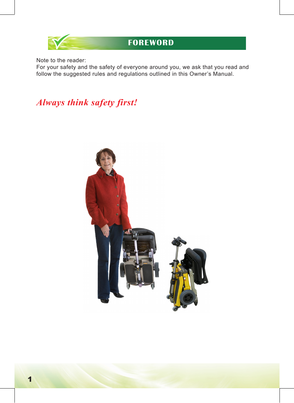 Always think safety first | Freerider FR168-4IT/Luggie User Manual | Page 2 / 48