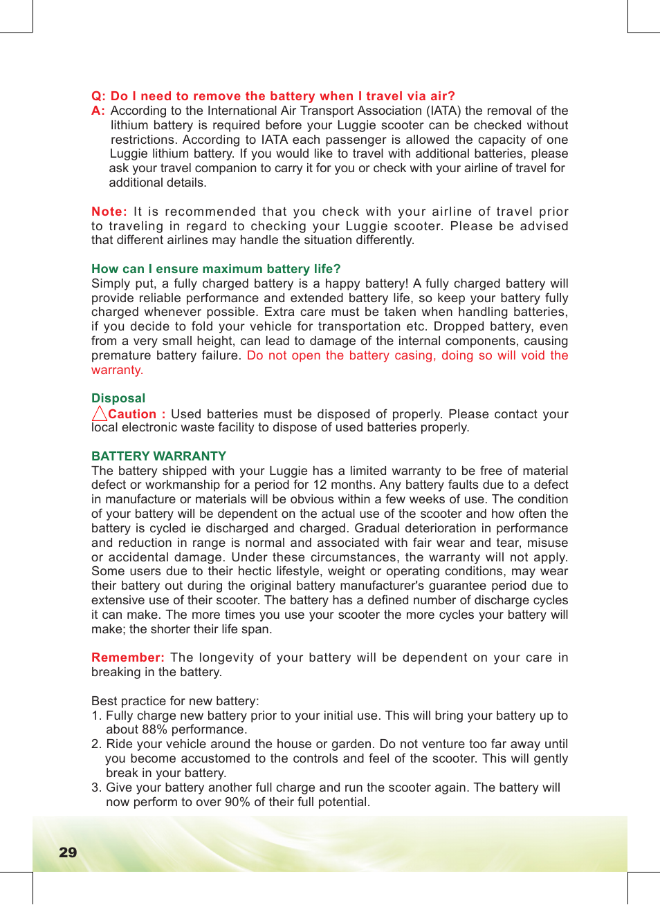 Freerider FR168-4IT/Luggie User Manual | Page 30 / 48