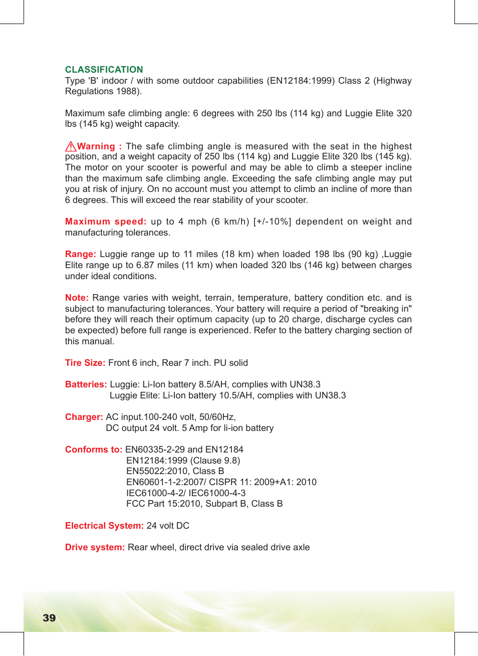 Freerider FR168-4IT/Luggie User Manual | Page 40 / 48
