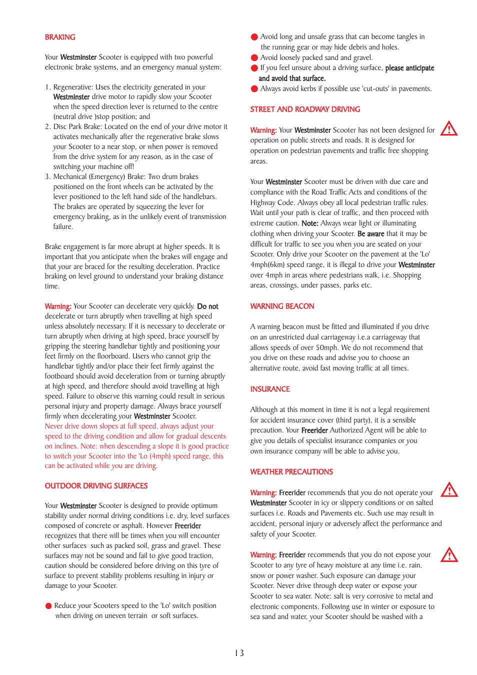 Freerider FR510GDX(Westminster) User Manual | Page 13 / 40