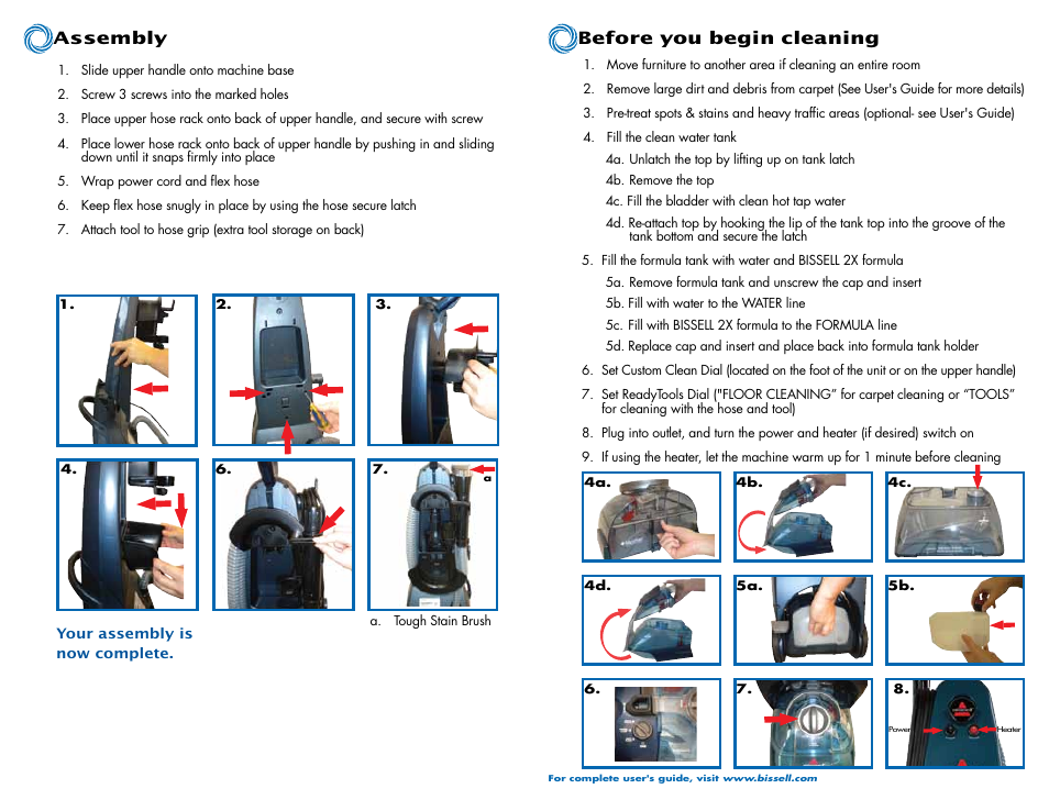 Assembly before you begin cleaning | Bissell PROHEAT2X 9400 User Manual | Page 2 / 2