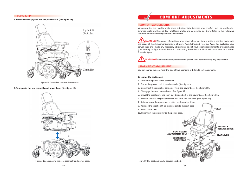 Comfort adjustments | Freerider FR168W User Manual | Page 11 / 21