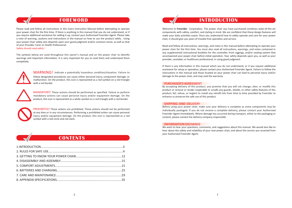 Foreword contents, Introduction | Freerider FR168W User Manual | Page 2 / 21