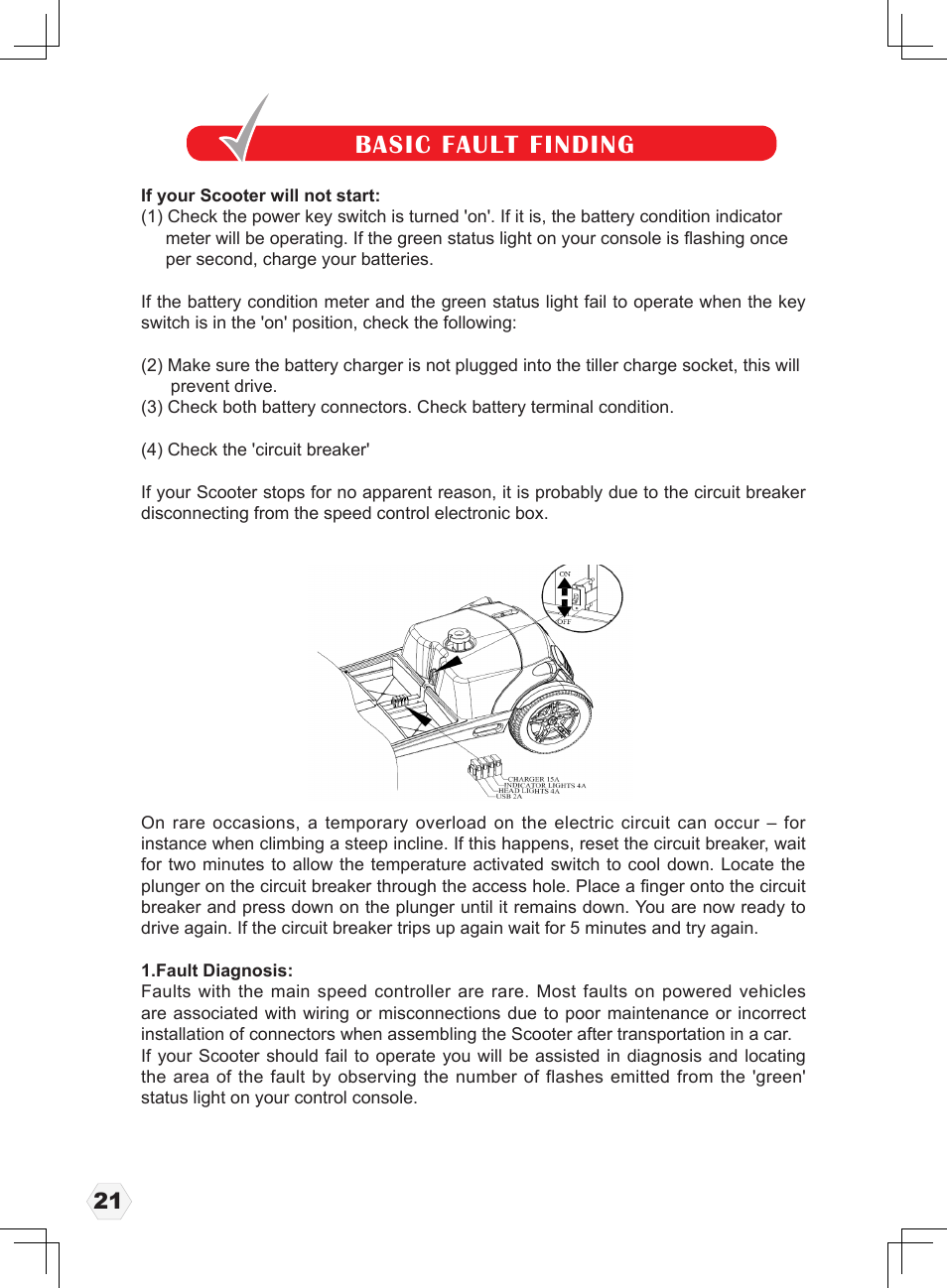 Basic fault finding | Freerider FR1 User Manual | Page 22 / 32