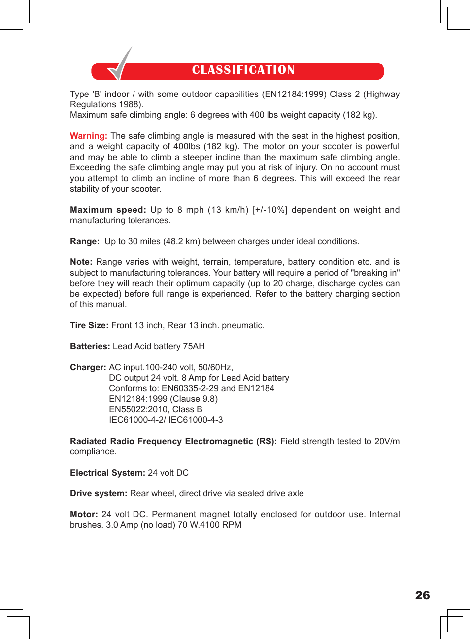Classification | Freerider FR1 User Manual | Page 27 / 32