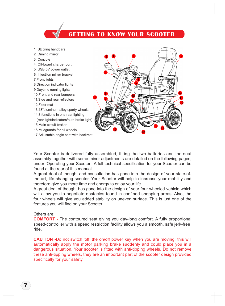 Getting to know your scooter | Freerider FR1 User Manual | Page 8 / 32