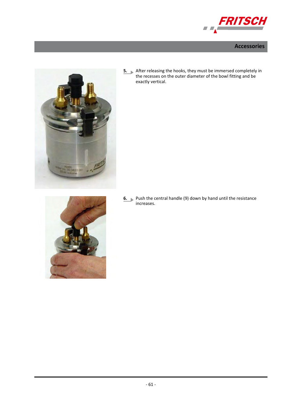 Accessories | FRITSCH PULVERISETTE 7 premium line User Manual | Page 61 / 112