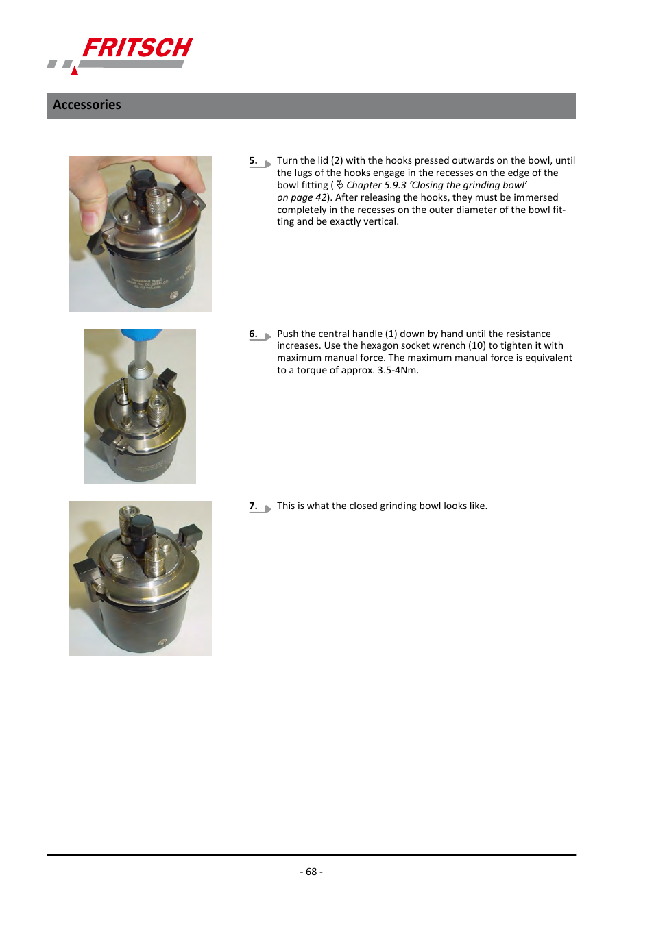 Accessories | FRITSCH PULVERISETTE 7 premium line User Manual | Page 68 / 112