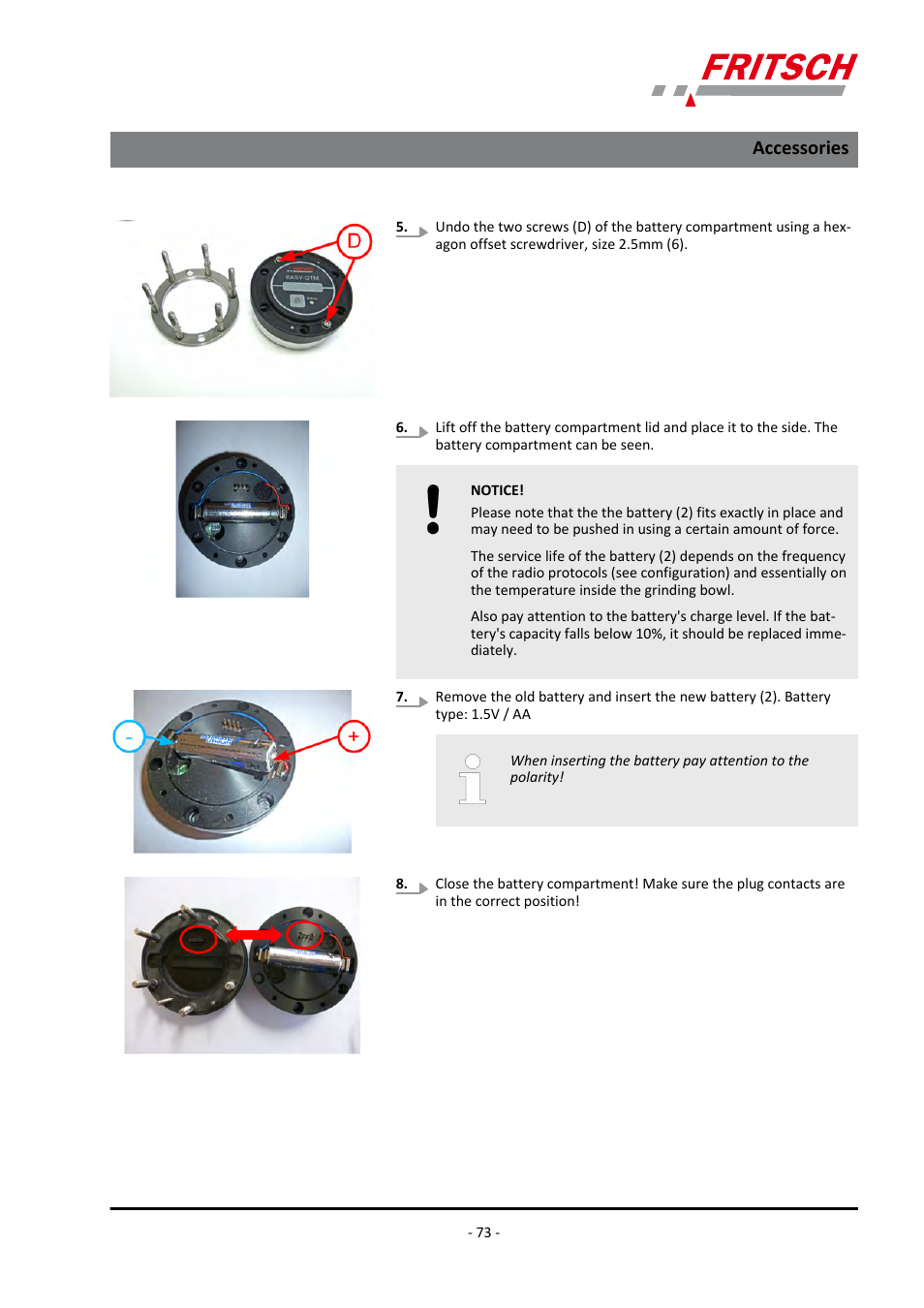 Accessories | FRITSCH PULVERISETTE 7 premium line User Manual | Page 73 / 112