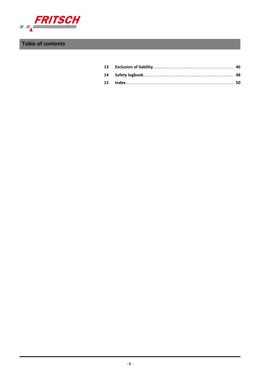 FRITSCH PULVERISETTE 0 User Manual | Page 6 / 52