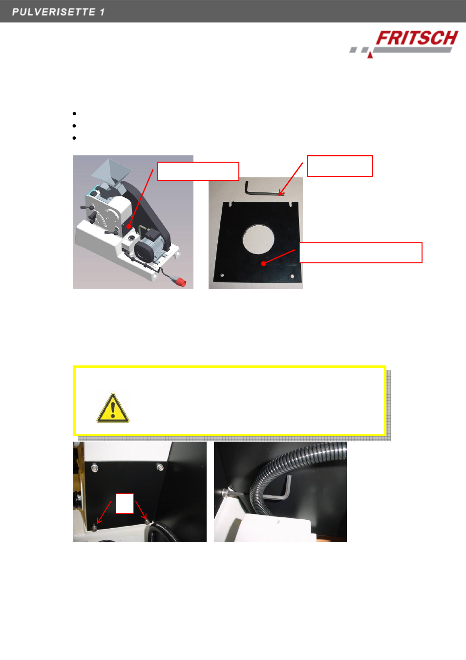 Accessories, Dust extraction, Converting for dust extraction | 6 accessories, 1 dust extraction | FRITSCH PULVERISETTE 1, Model I classic line User Manual | Page 24 / 36