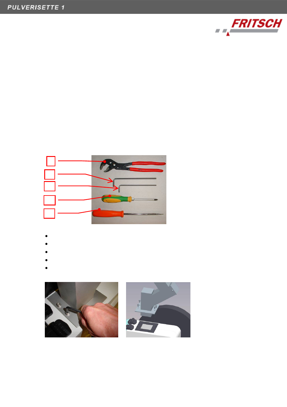 Tools, Assembly | FRITSCH PULVERISETTE 1, Model I classic line User Manual | Page 27 / 36