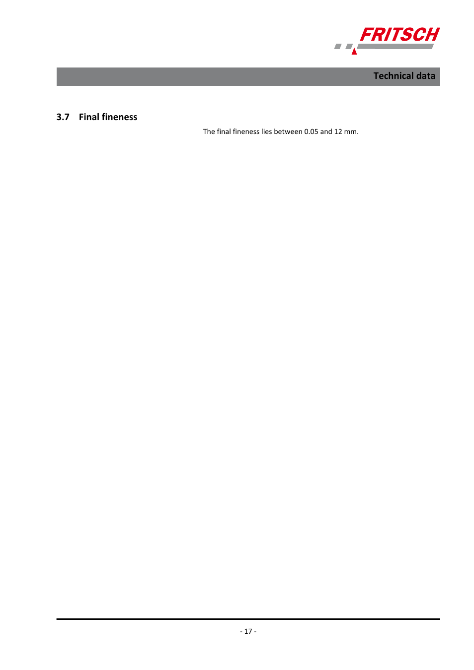 7 final fineness | FRITSCH PULVERISETTE 13 premium line User Manual | Page 17 / 60