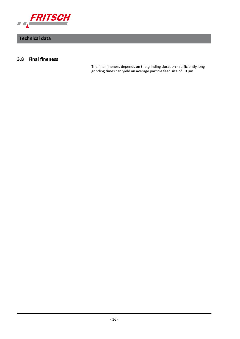 8 final fineness | FRITSCH PULVERISETTE 2 User Manual | Page 16 / 48