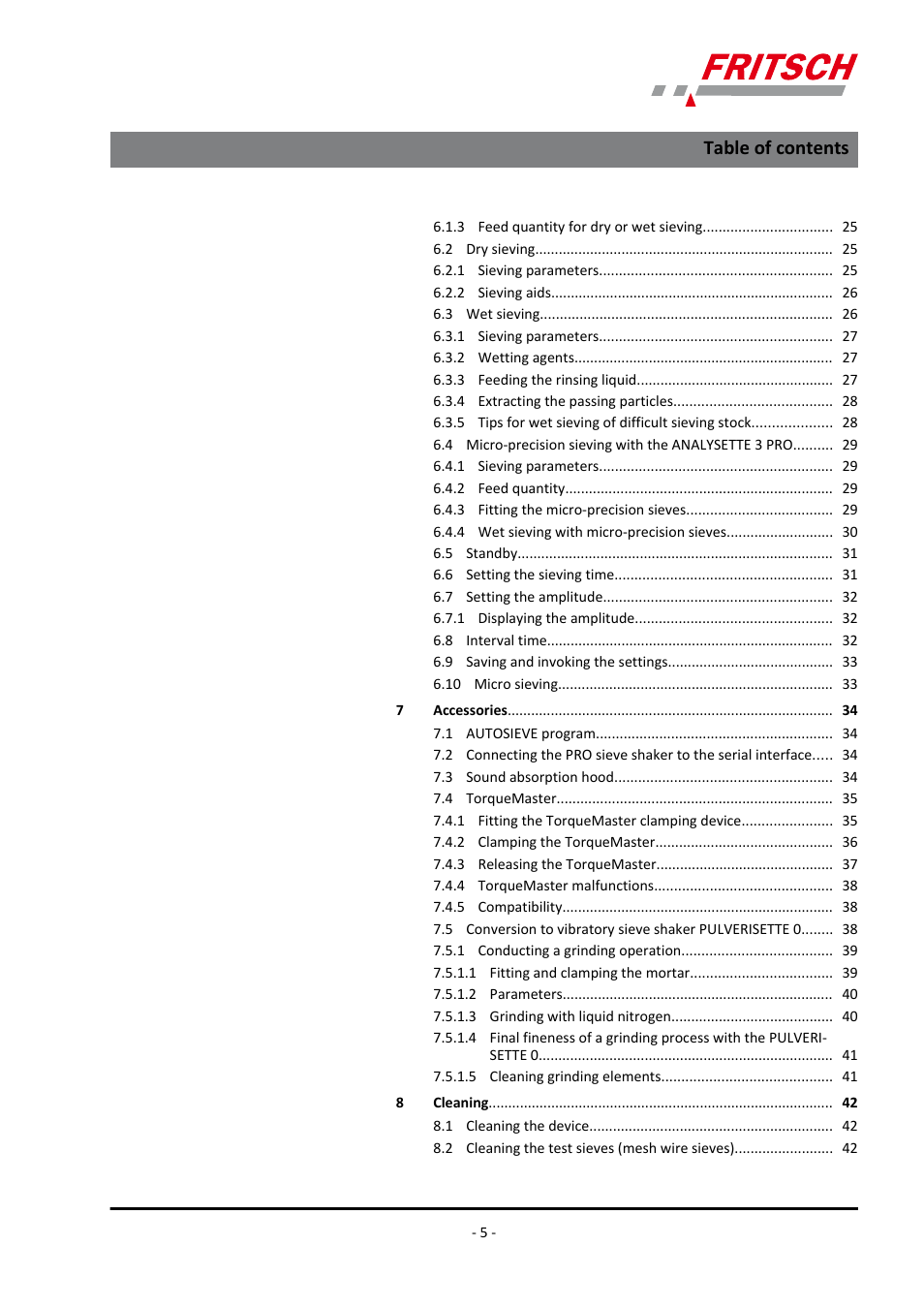 FRITSCH ANALYSETTE 3 PRO User Manual | Page 5 / 56