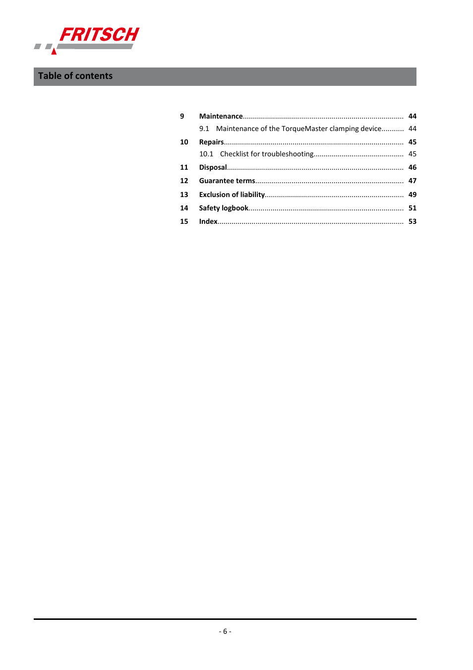 FRITSCH ANALYSETTE 3 PRO User Manual | Page 6 / 56