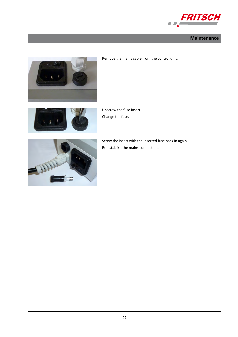 Maintenance | FRITSCH LABORETTE 24 with V-shaped channel User Manual | Page 27 / 40