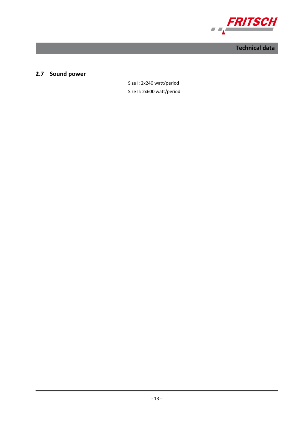 7 sound power | FRITSCH LABORETTE 17, size II User Manual | Page 13 / 32