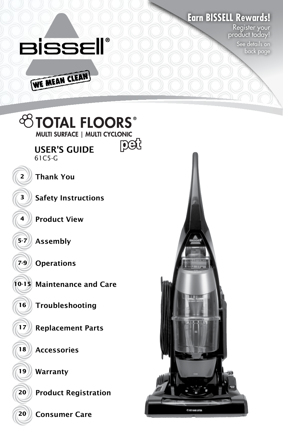 Bissell 61C5-G User Manual | 20 pages