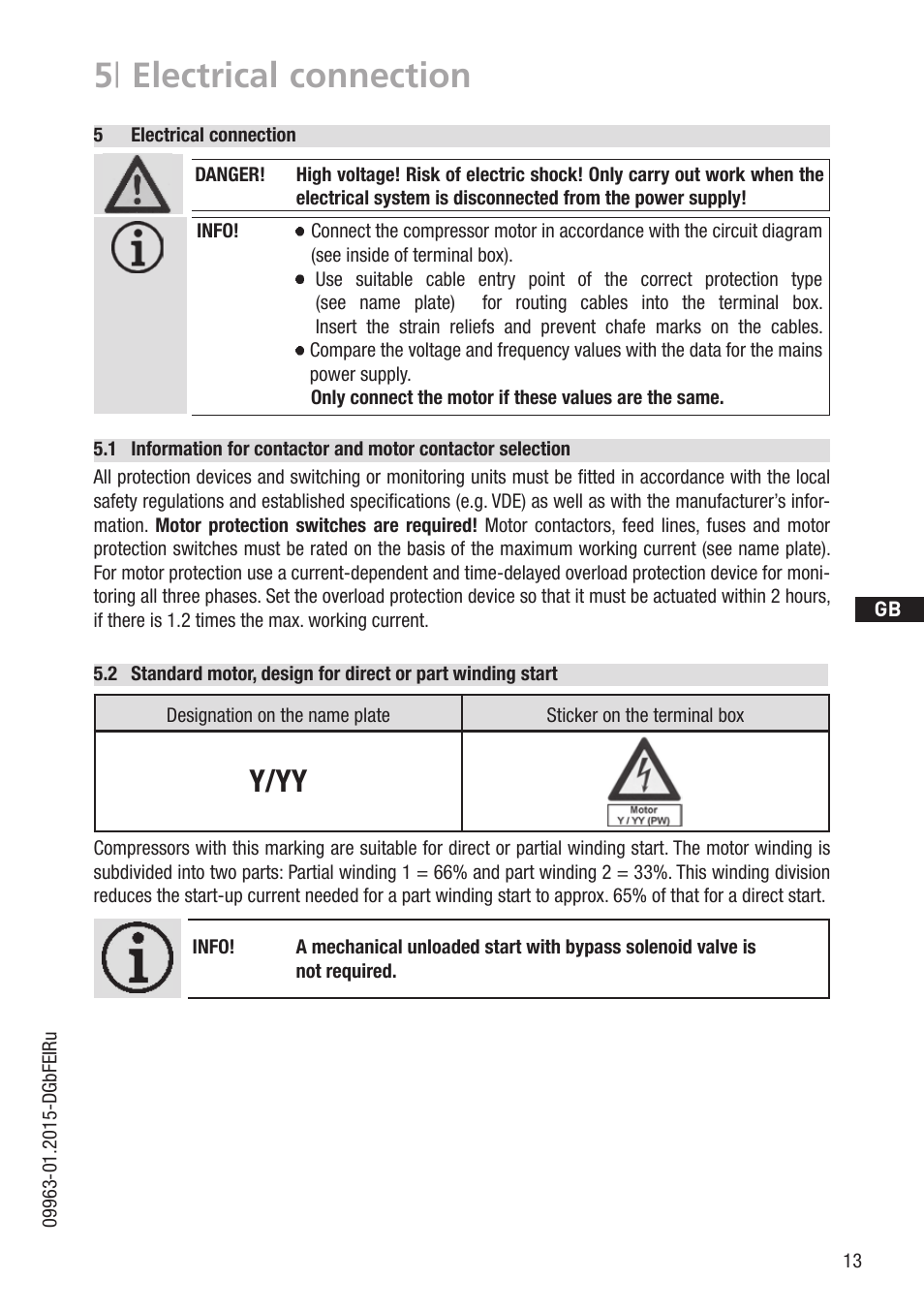 5 | electrical connection, Y/yy | GEA Bock HG5 User Manual | Page 13 / 32