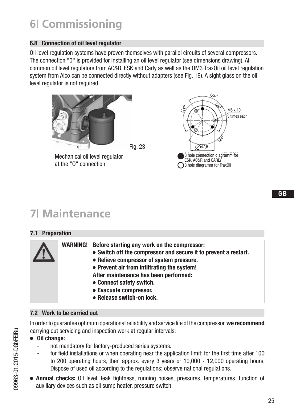 7 | maintenance, 6 | commissioning | GEA Bock HG5 User Manual | Page 25 / 32