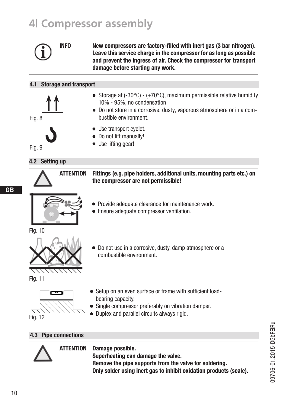 4 | compressor assembly, 1 wasserwaage, 2 setting up | GEA Bock HG7 User Manual | Page 10 / 34