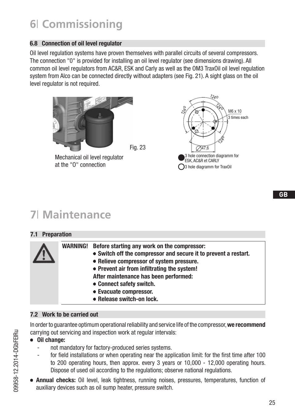 7 | maintenance, 6 | commissioning | GEA Bock HG4 User Manual | Page 25 / 32