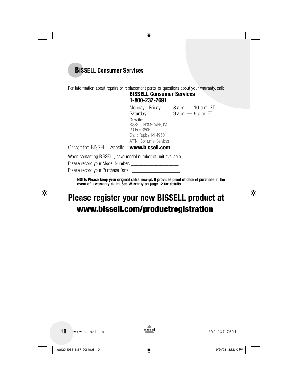 Bissell 1867 User Manual | Page 10 / 12