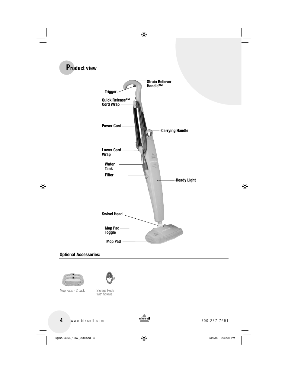 Roduct view | Bissell 1867 User Manual | Page 4 / 12