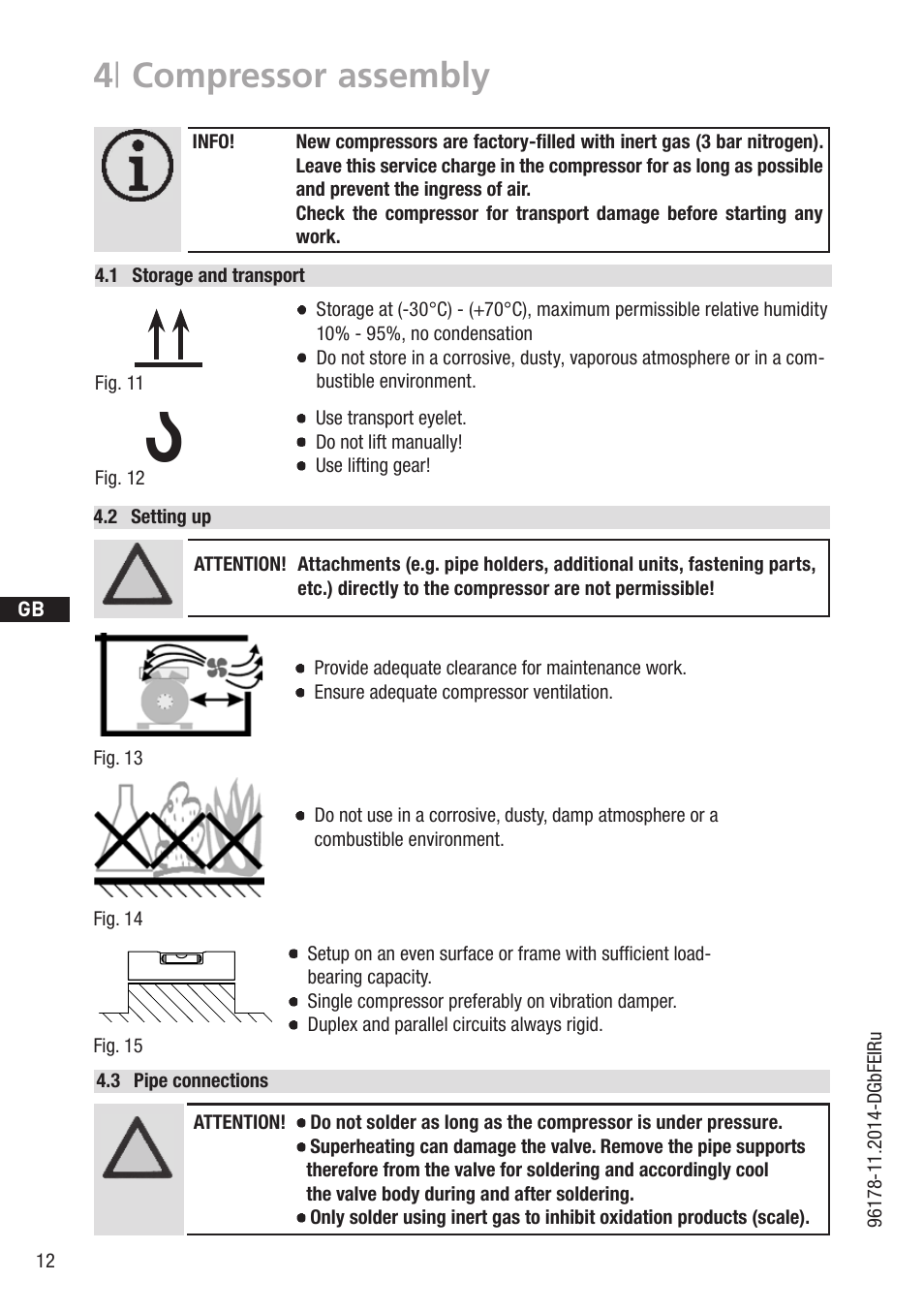 4 | compressor assembly, 1 wasserwaage | GEA Bock HG34e User Manual | Page 12 / 30