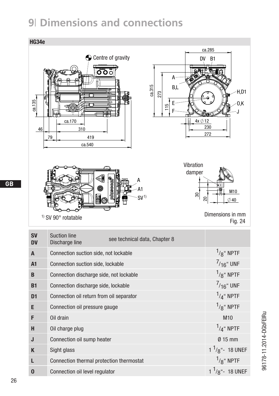 9 | dimensions and connections | GEA Bock HG34e User Manual | Page 26 / 30