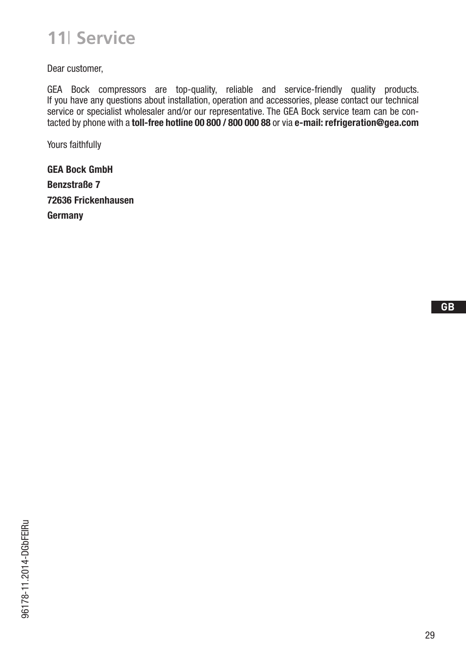 11 | service | GEA Bock HG34e User Manual | Page 29 / 30