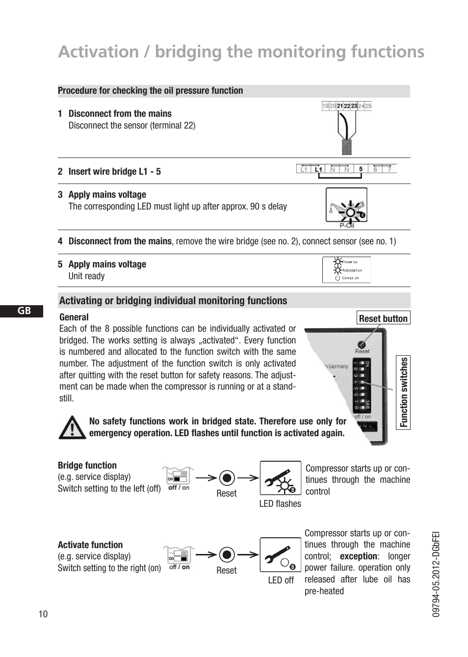 Activation / bridging the monitoring functions | GEA Bock BCM2000 User Manual | Page 10 / 18