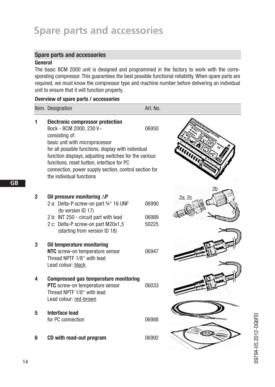 Spare parts and accessories | GEA Bock BCM2000 User Manual | Page 14 / 18