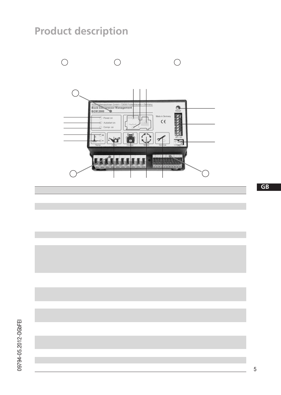 Product description, Structure / functions | GEA Bock BCM2000 User Manual | Page 5 / 18