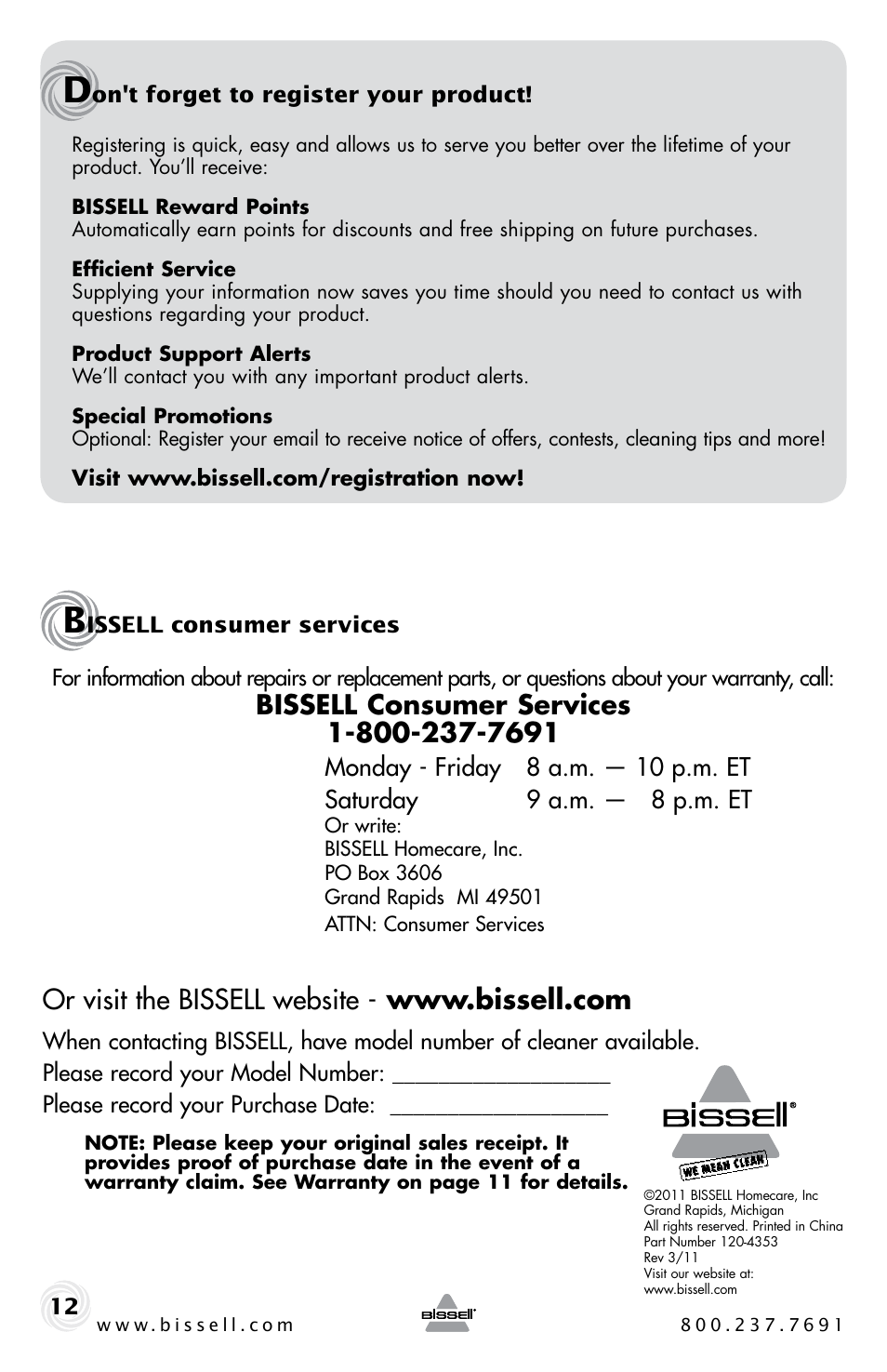 Bissell MAX 21H6 User Manual | Page 12 / 12