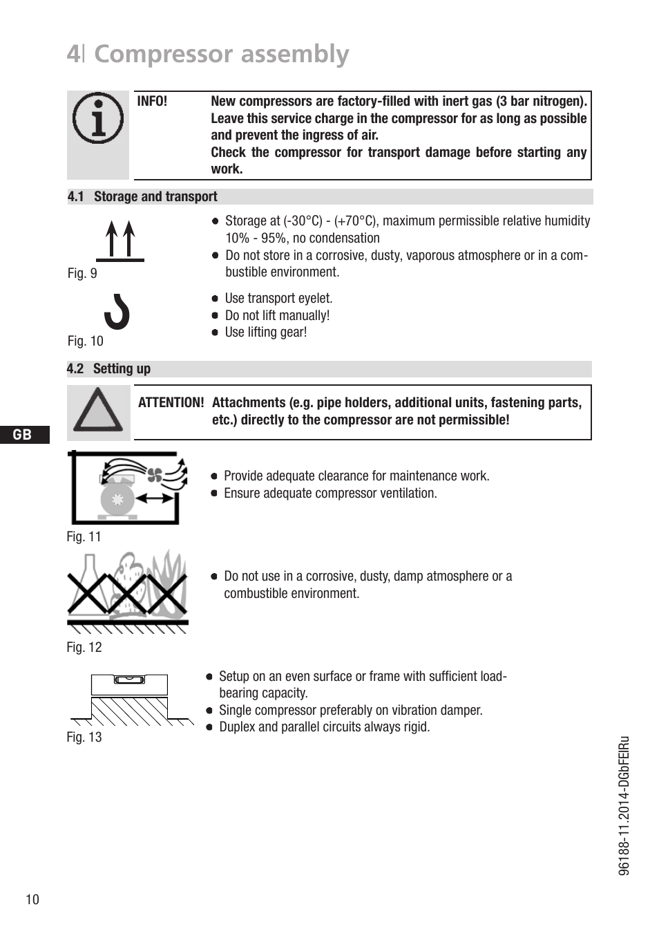 4 | compressor assembly, 1 wasserwaage, 2 setting up | GEA Bock HG22e User Manual | Page 10 / 26