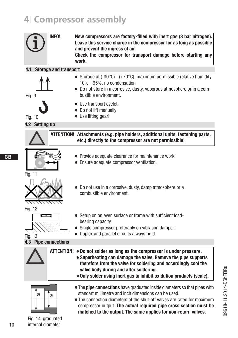 4 | compressor assembly, 1 wasserwaage, Fig. 14: graduated internal diameter | GEA Bock HG34P User Manual | Page 10 / 26