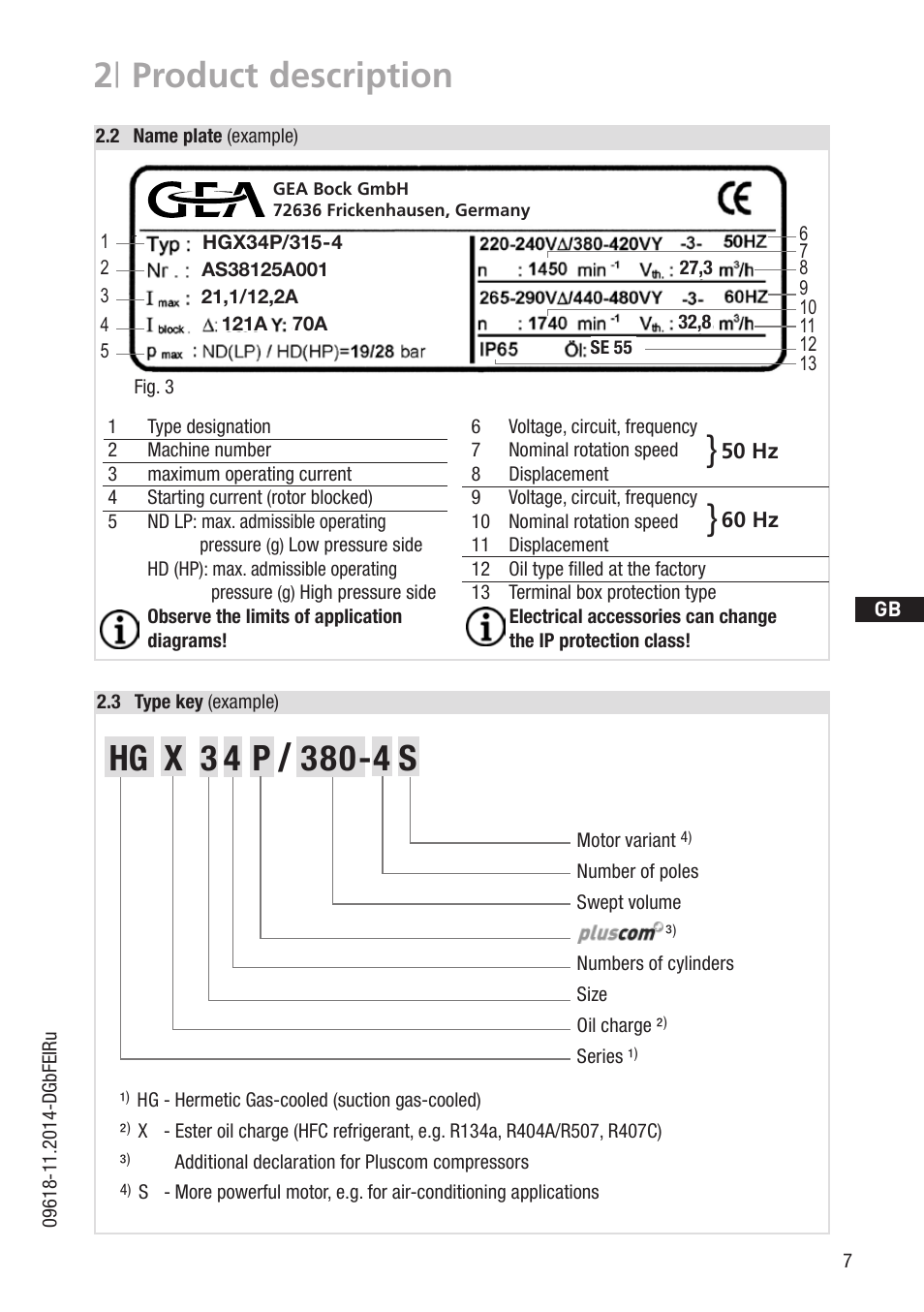 2 | product description, 50 hz 60 hz | GEA Bock HG34P User Manual | Page 7 / 26