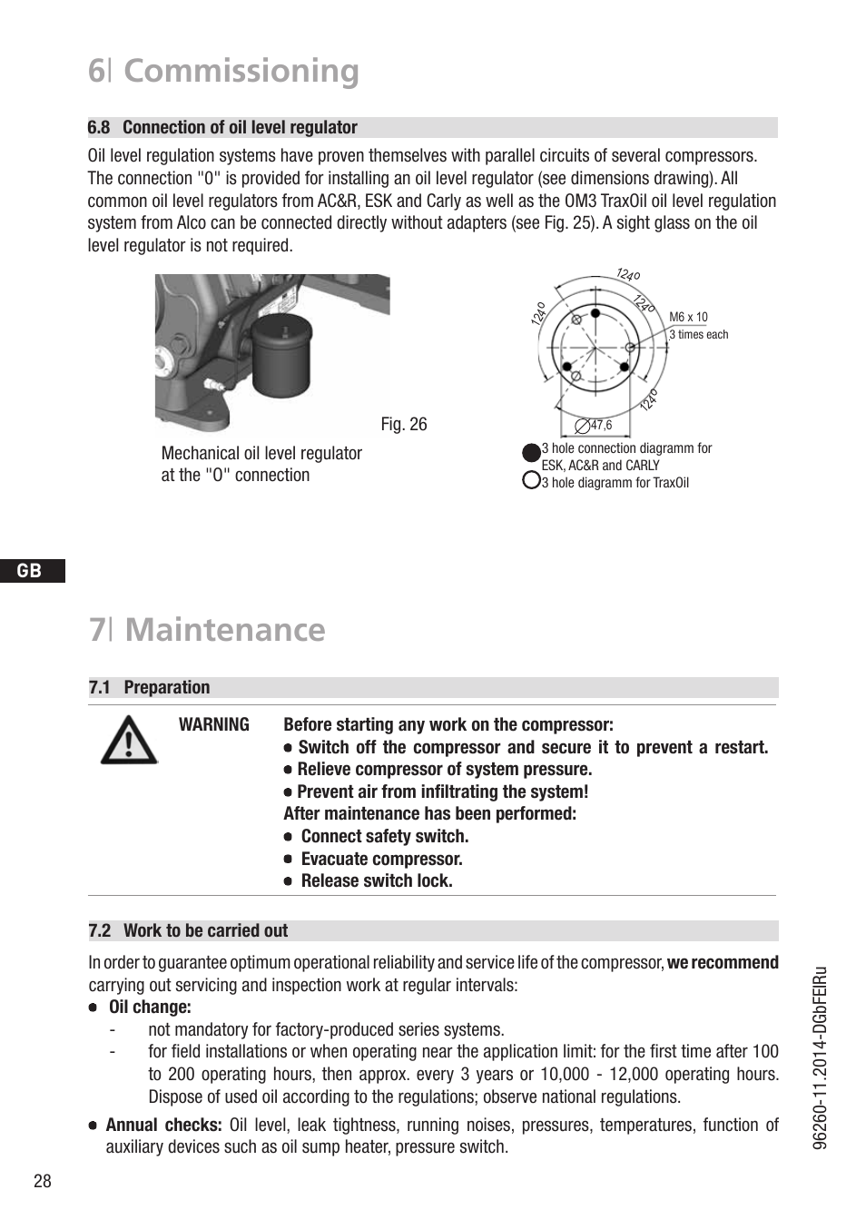 7 | maintenance, 6 | commissioning | GEA Bock HG88e User Manual | Page 28 / 38