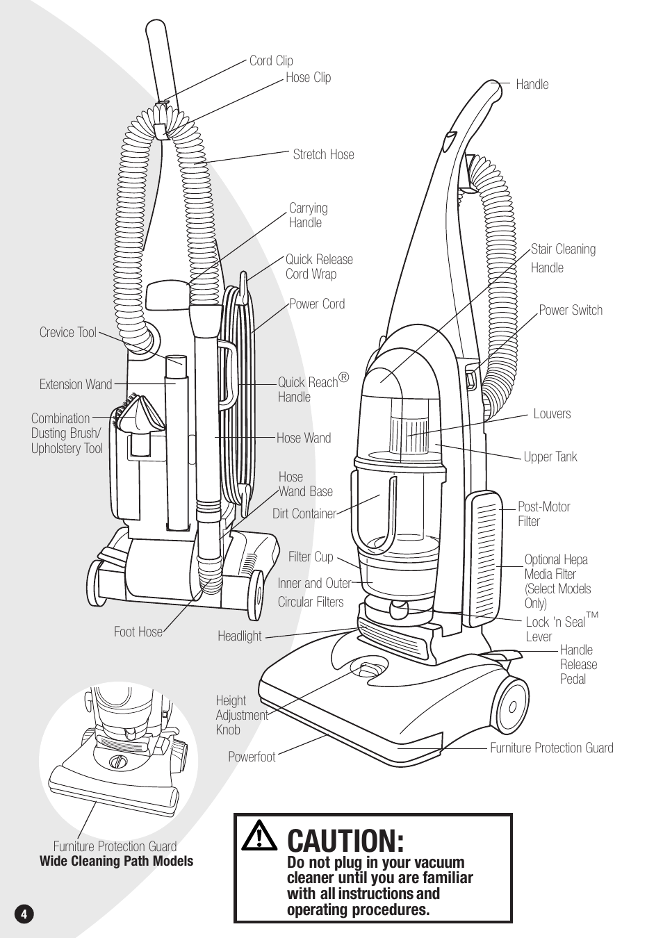 Caution | Bissell 20Q9 User Manual | Page 4 / 16