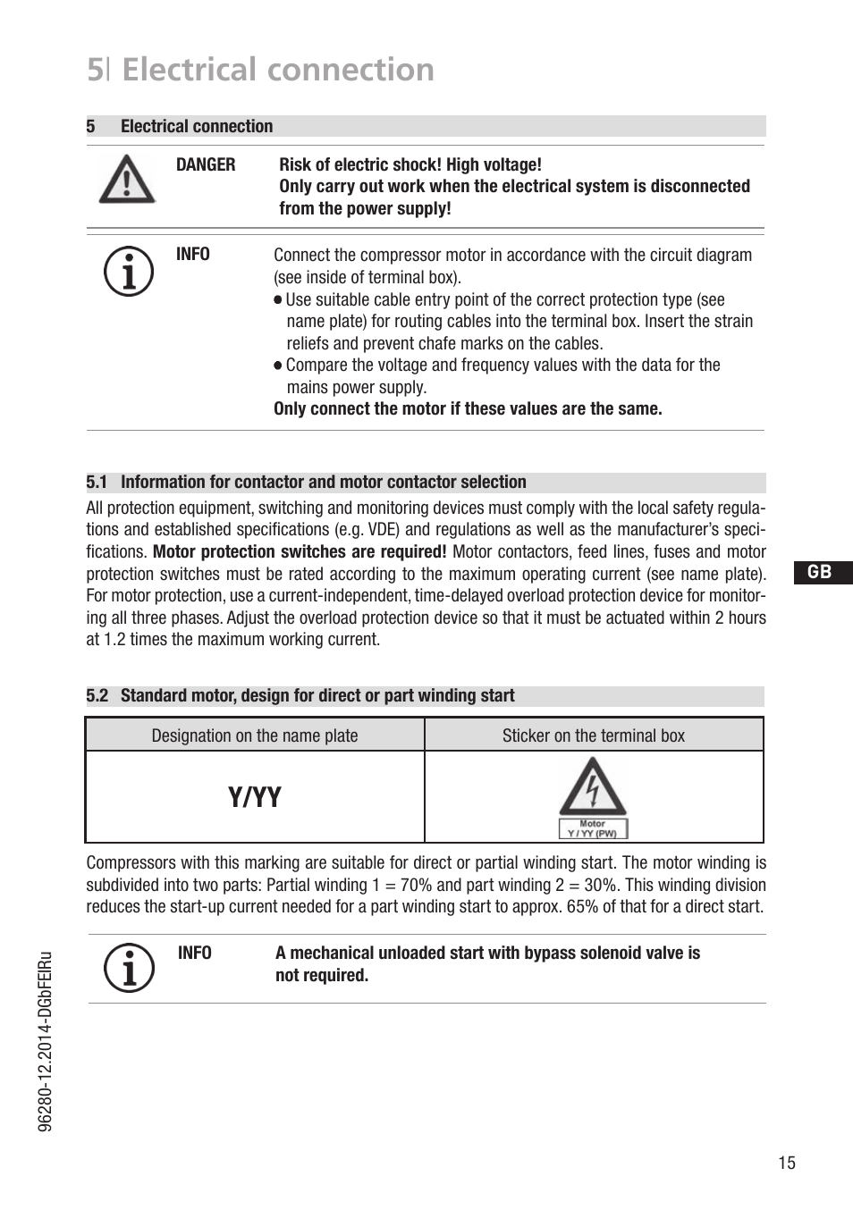 5 | electrical connection, Y/yy | GEA Bock HG44e User Manual | Page 15 / 34